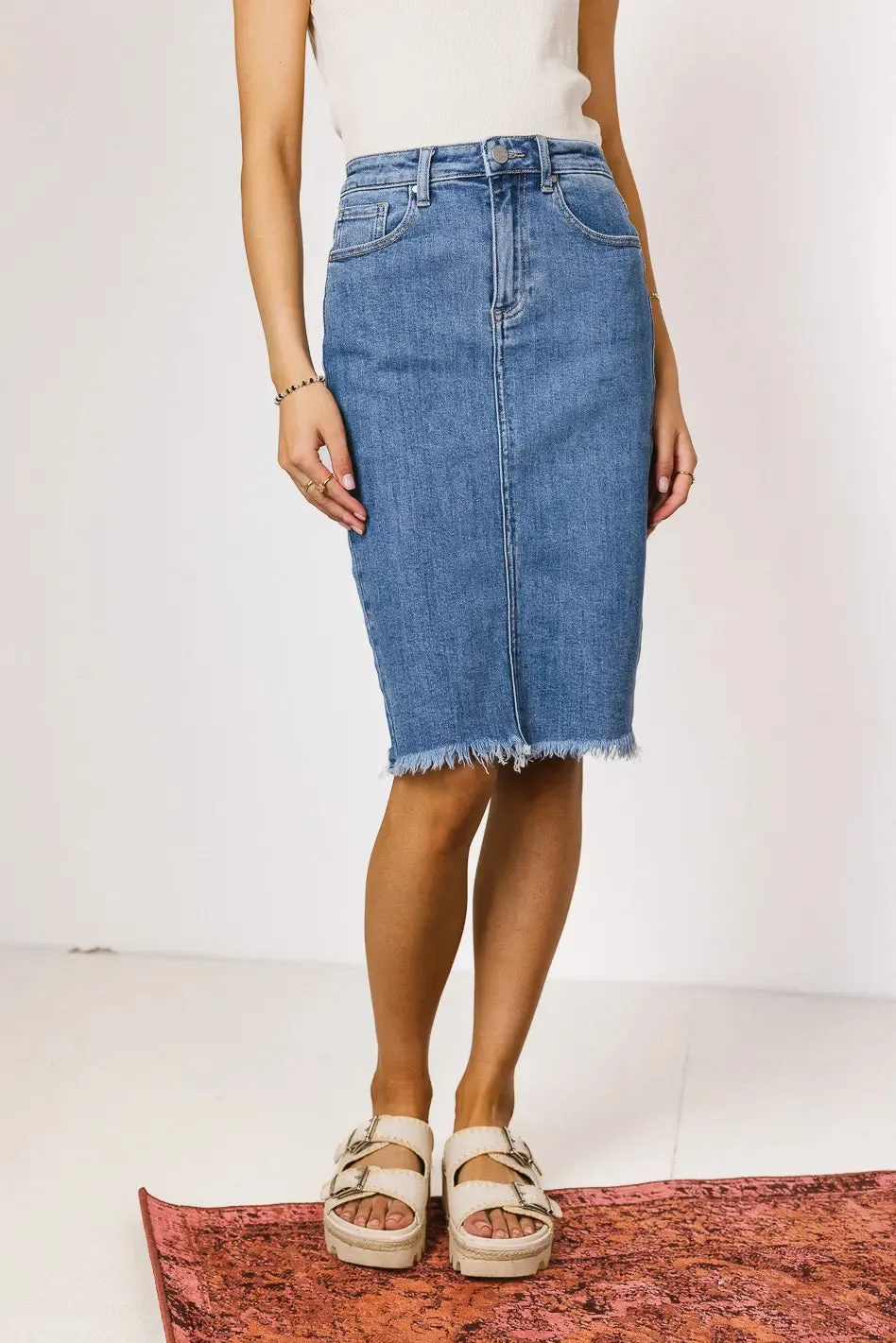 Frida Denim Midi Skirt - FINAL SALE sold by bohme product image thumbnail 4