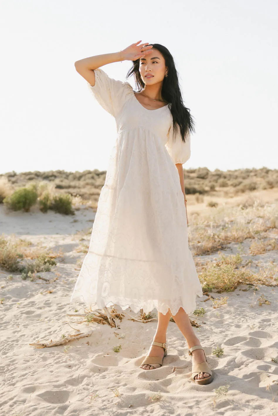 Kay Embroidered Dress in Natural sold by bohme product image thumbnail 4