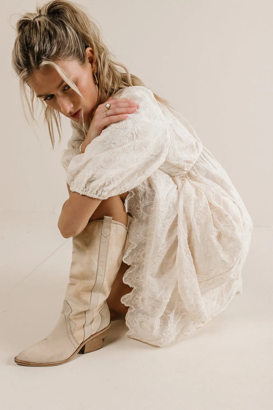 Kay Embroidered Dress in Natural sold by bohme product image thumbnail 5