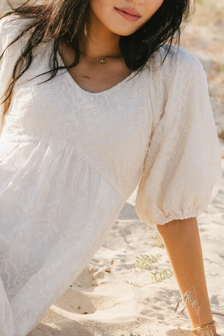 Kay Embroidered Dress in Natural sold by bohme product image thumbnail 3