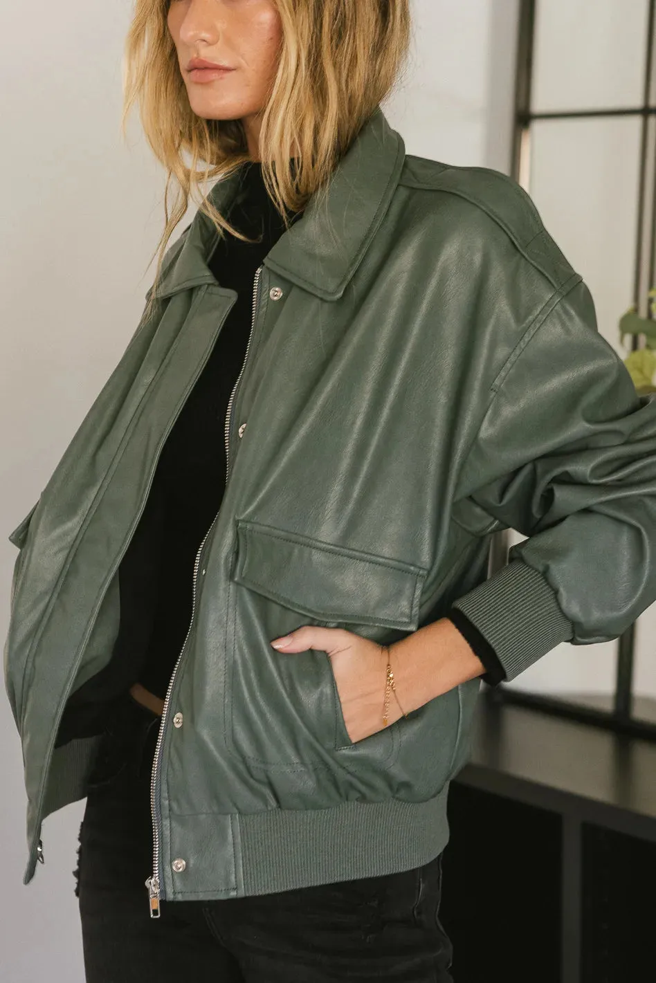 Call Me Back Vegan Jacket in Olive - FINAL SALE sold by bohme product image thumbnail 2
