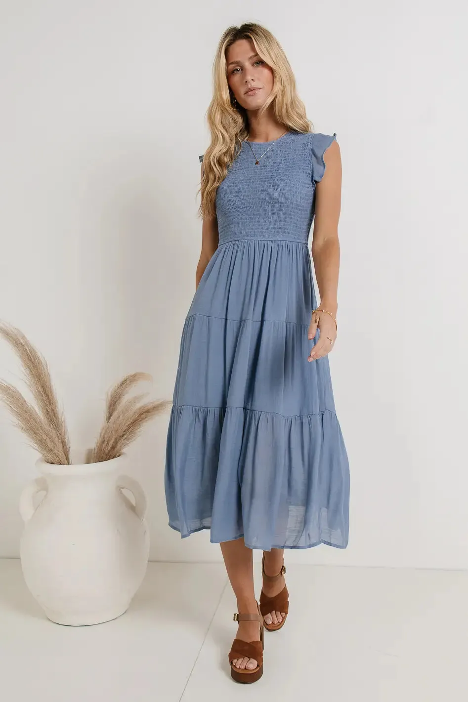 Declan Midi Dress in Blue - FINAL SALE sold by bohme