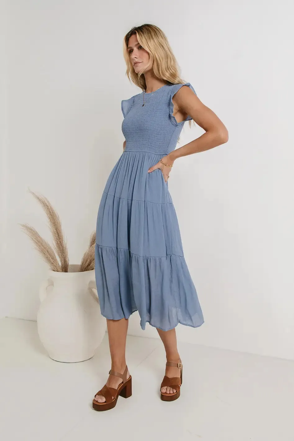 Declan Midi Dress in Blue - FINAL SALE sold by bohme product image thumbnail 5