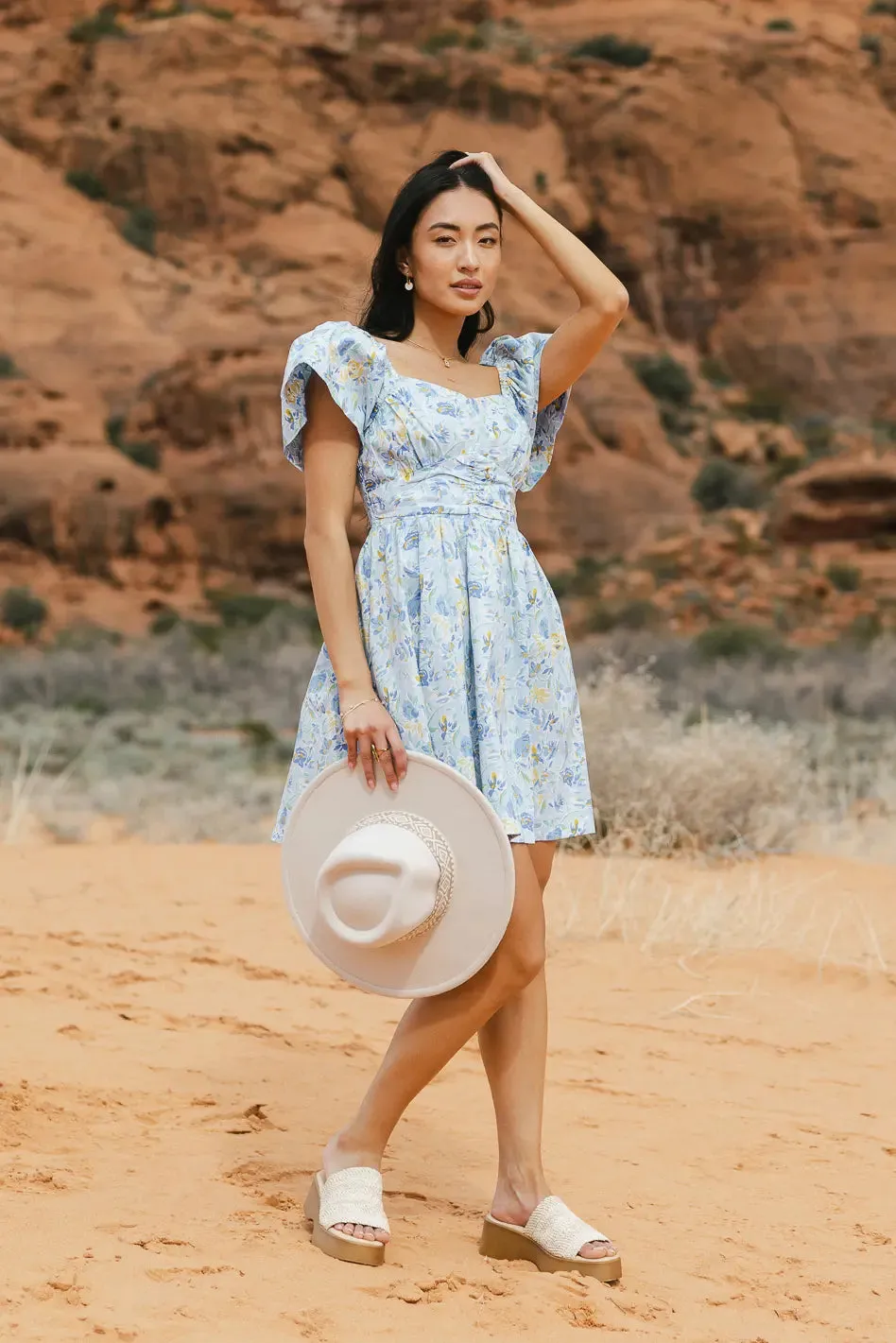 Kayra Floral Dress in Blue - FINAL SALE sold by bohme product image thumbnail 2