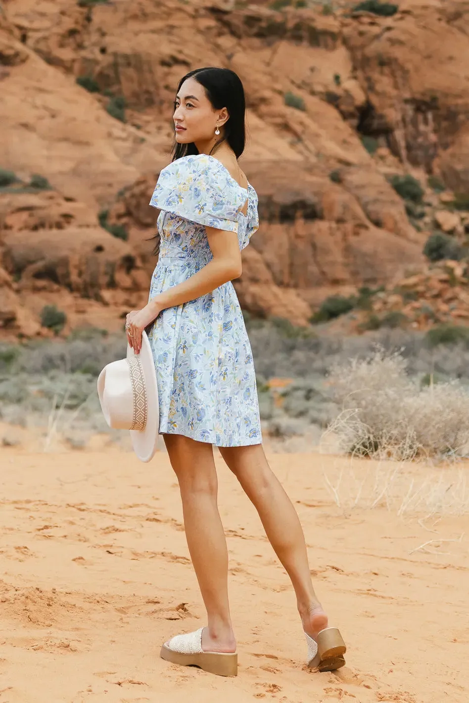 Kayra Floral Dress in Blue - FINAL SALE sold by bohme