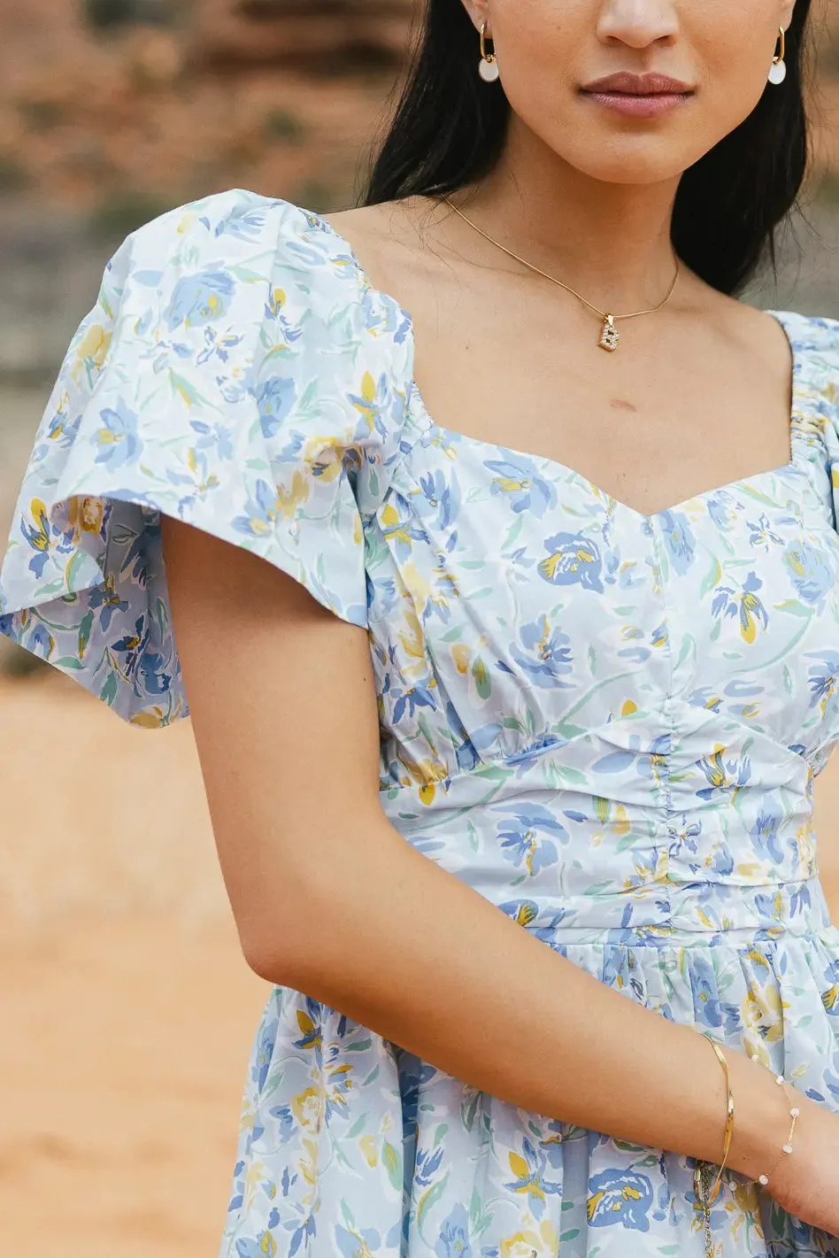 Kayra Floral Dress in Blue - FINAL SALE sold by bohme product image thumbnail 4