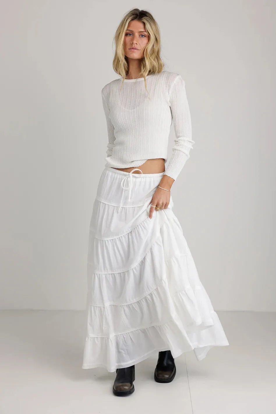 Mauryn Ribbed Top in White - FINAL SALE sold by bohme product image thumbnail 4