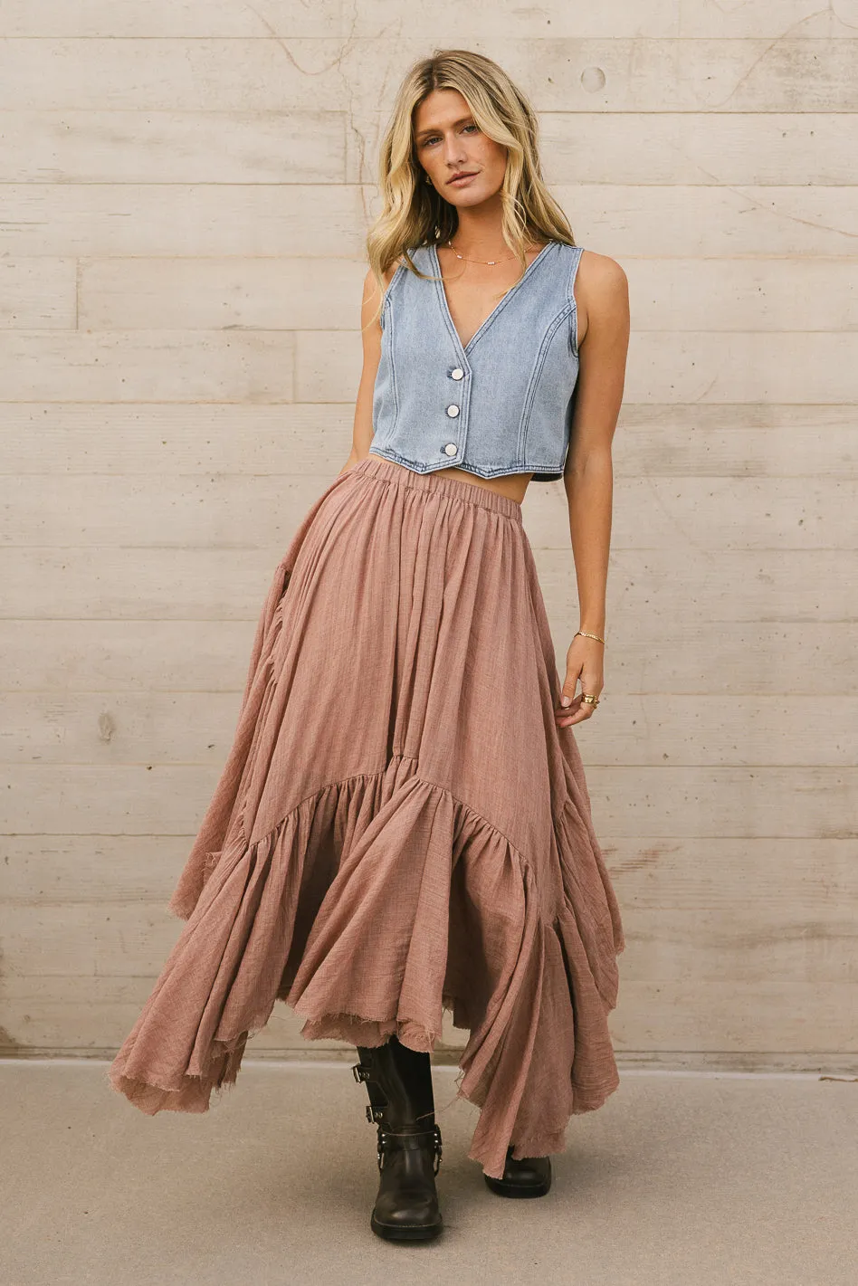 Augusta Handkerchief Skirt in Rose sold by bohme product image thumbnail 5