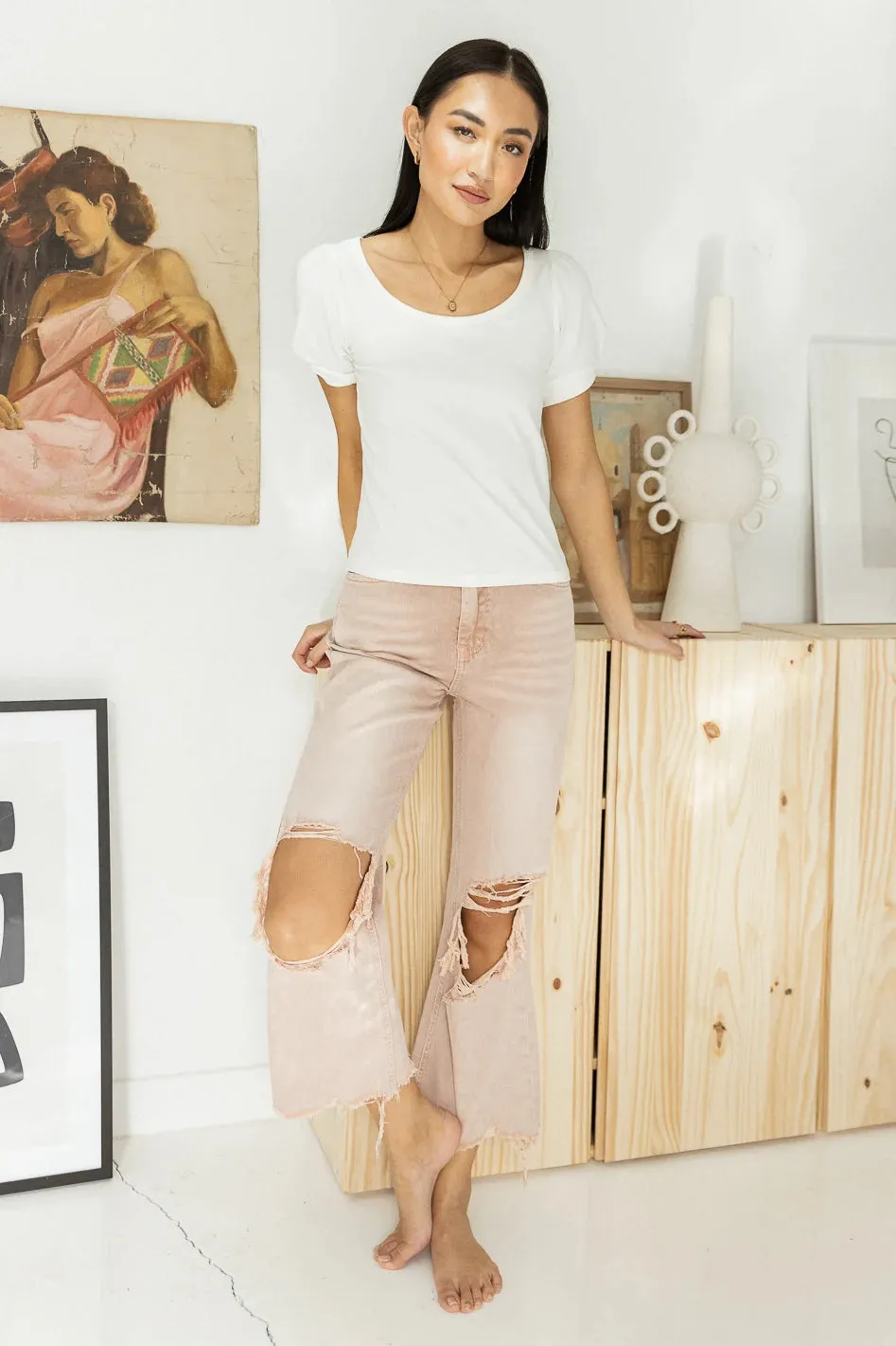 Charlie Distressed Jeans in Rose - FINAL SALE sold by bohme product image thumbnail 5