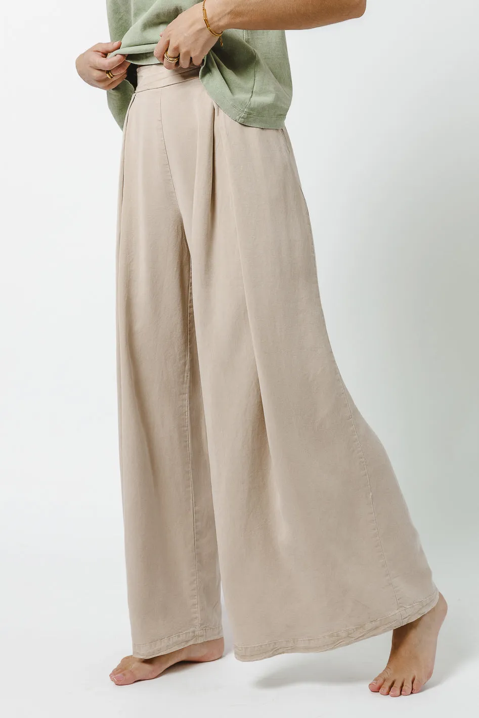 Katie Wide Leg Tencel Pants in Taupe - FINAL SALE sold by bohme product image thumbnail 2