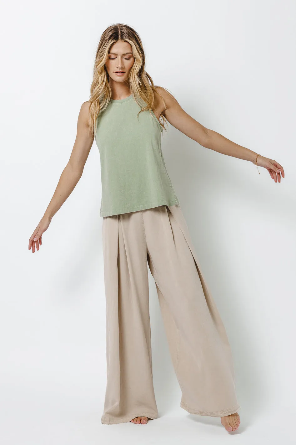Katie Wide Leg Tencel Pants in Taupe - FINAL SALE sold by bohme product image thumbnail 3