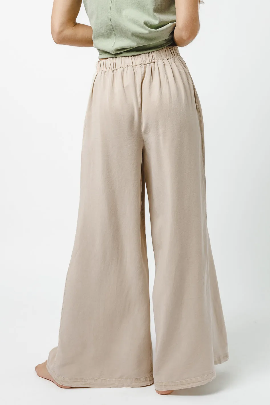 Katie Wide Leg Tencel Pants in Taupe - FINAL SALE sold by bohme product image thumbnail 4