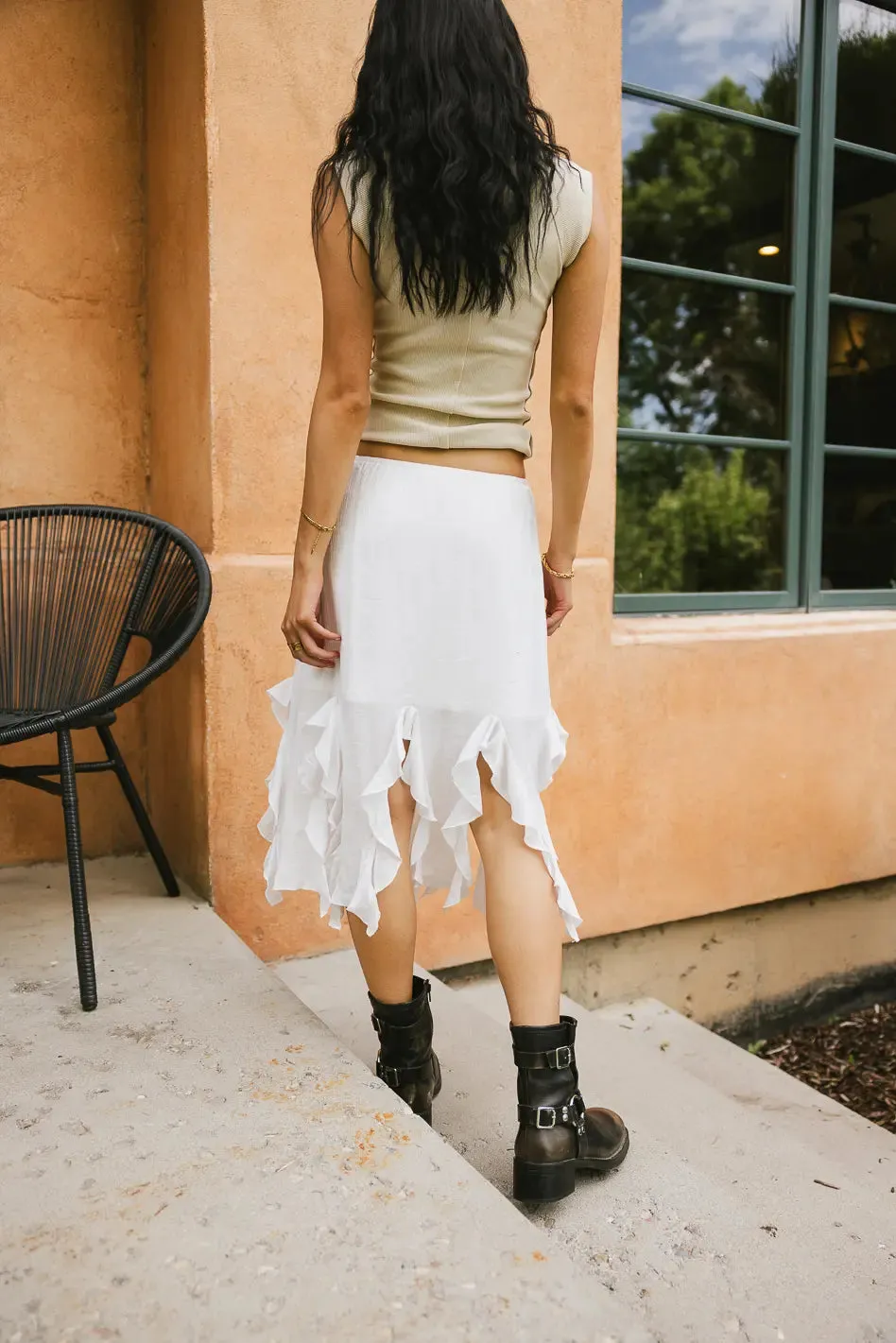 Arista Ruffled Midi Skirt in White - FINAL SALE sold by bohme product image thumbnail 2