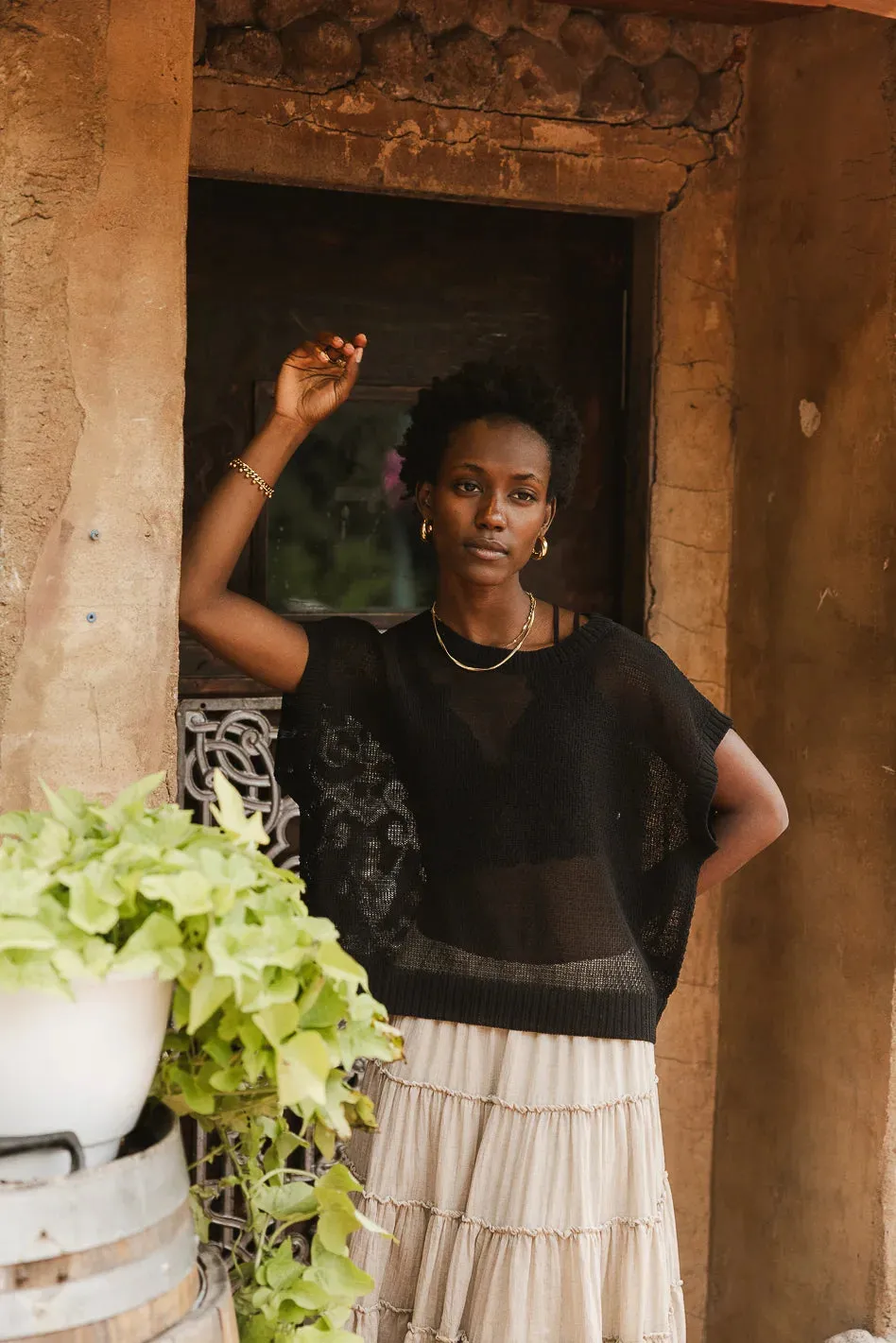 Soraya Sheer Sweater Top in Black - FINAL SALE sold by bohme