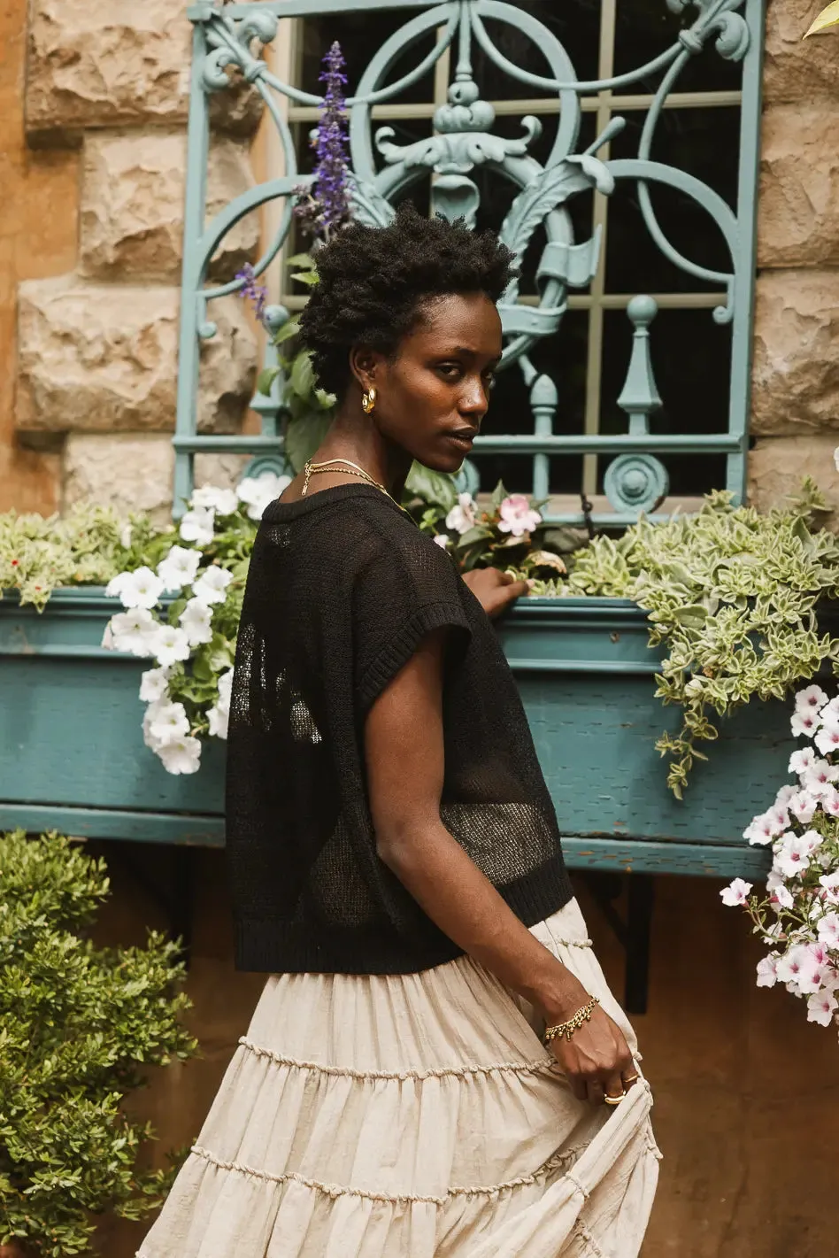 Soraya Sheer Sweater Top in Black - FINAL SALE sold by bohme product image thumbnail 4