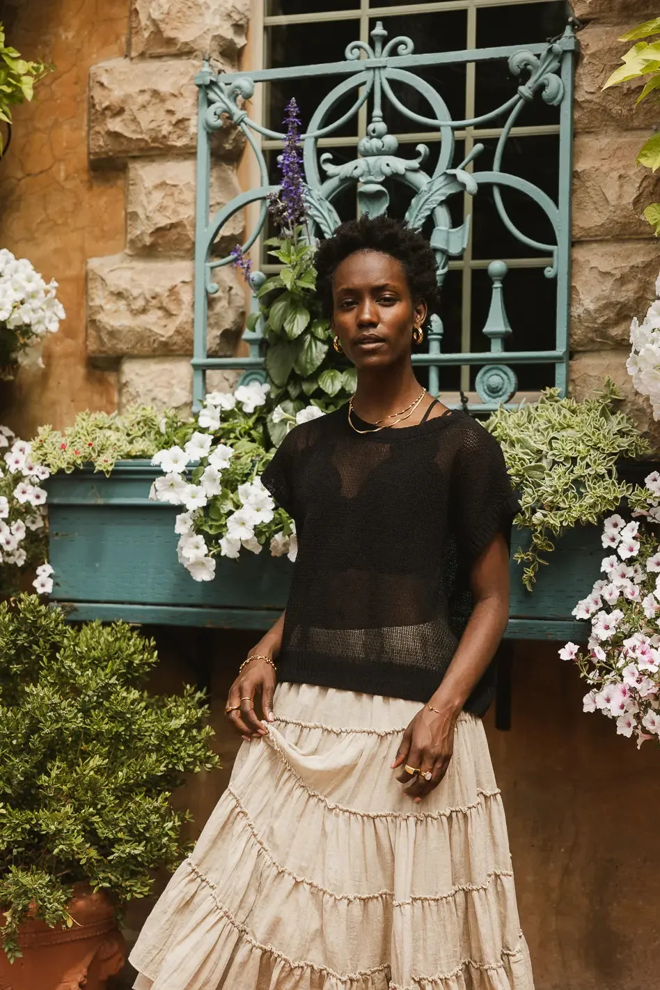 Soraya Sheer Sweater Top in Black - FINAL SALE sold by bohme product image thumbnail 5