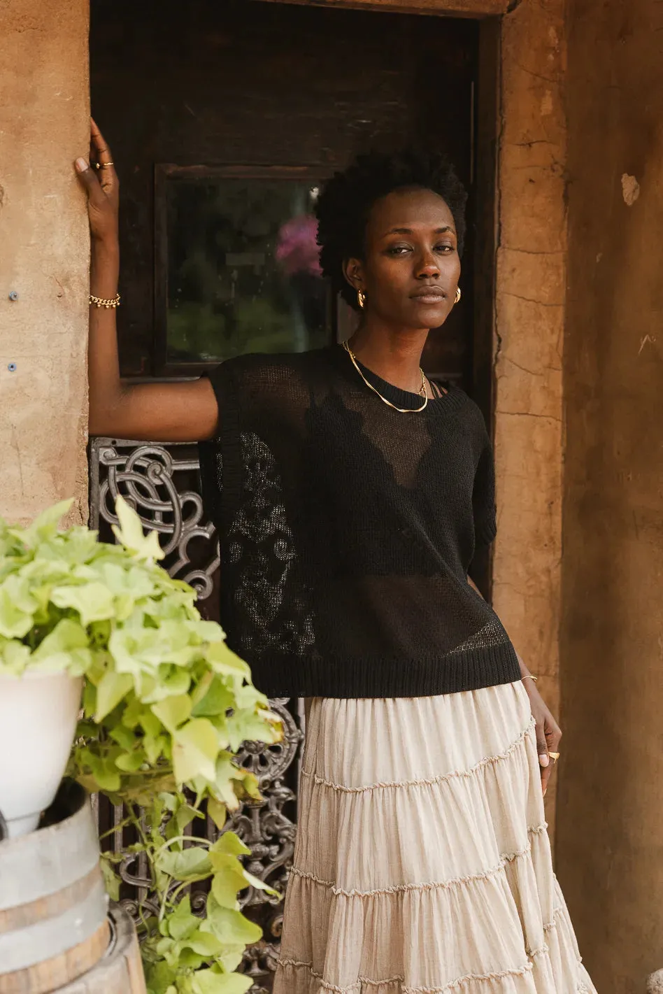 Soraya Sheer Sweater Top in Black - FINAL SALE sold by bohme product image thumbnail 2