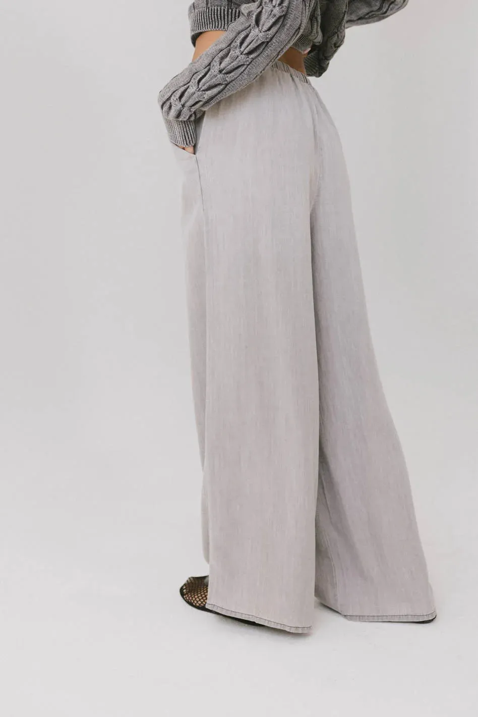 Luisa Wide Leg Pants in Grey - FINAL SALE sold by bohme product image thumbnail 3