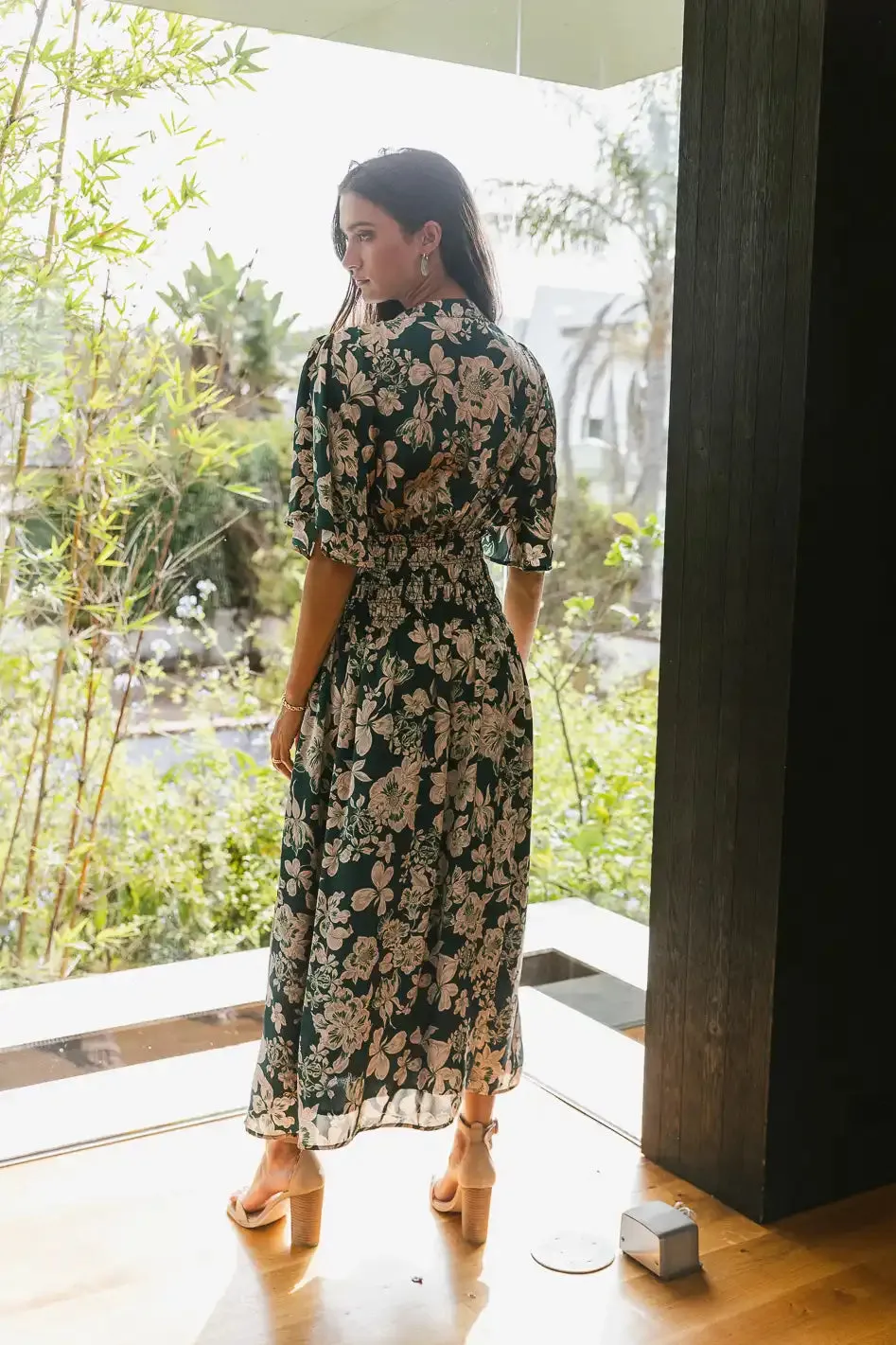 Jaslyn Floral Midi Dress in Emerald - FINAL SALE sold by bohme product image thumbnail 4