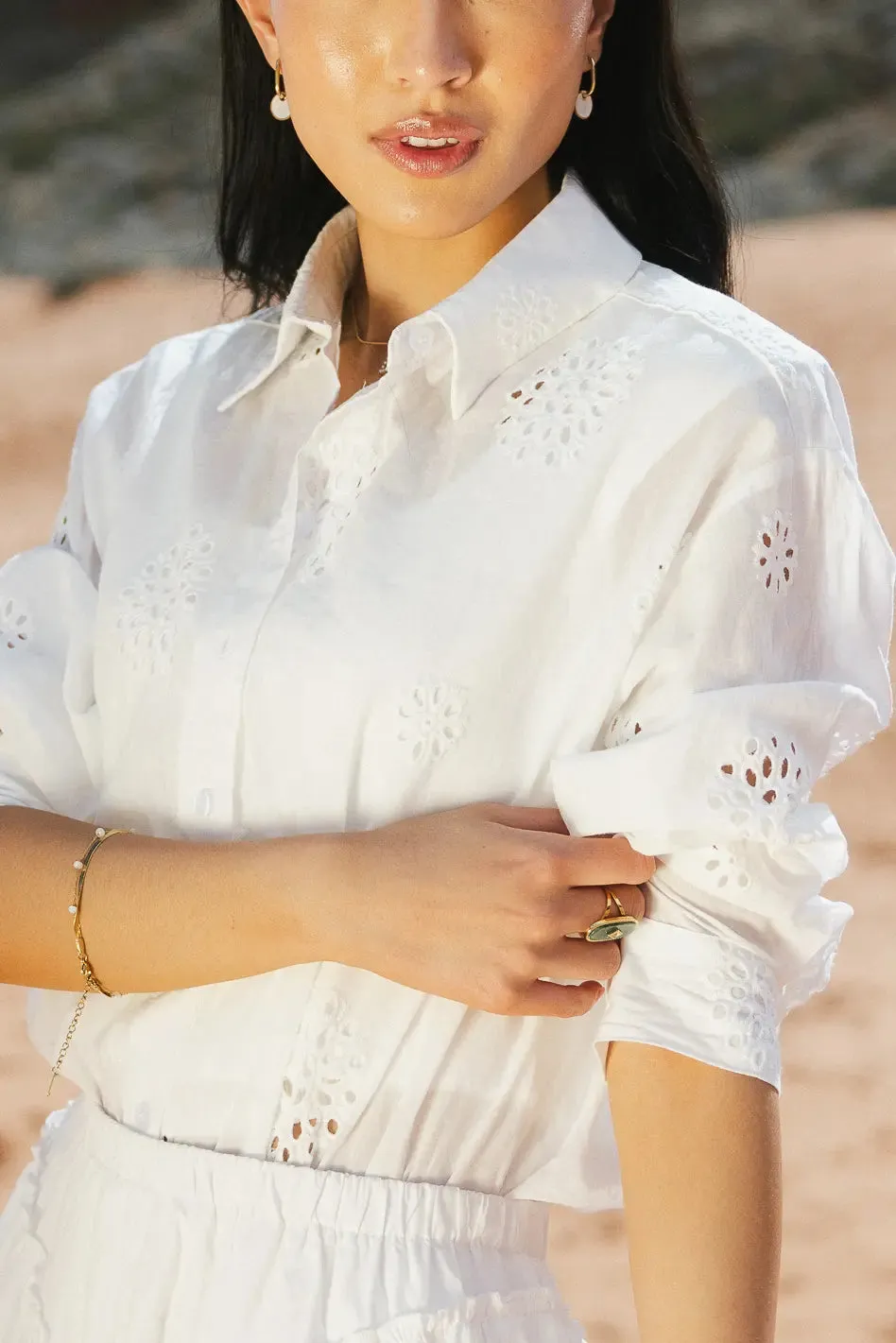Kaya Floral Lace Button Up - FINAL SALE sold by bohme
