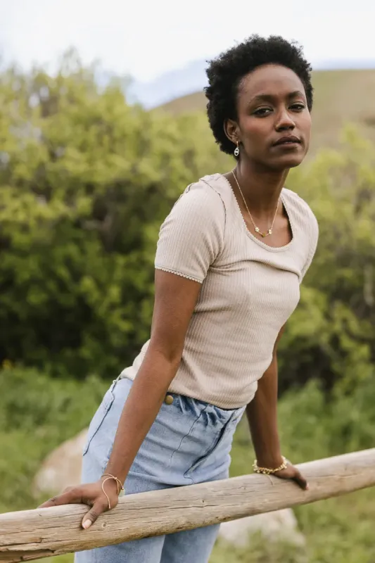 Aybree Ribbed Tee in Taupe - FINAL SALE sold by bohme