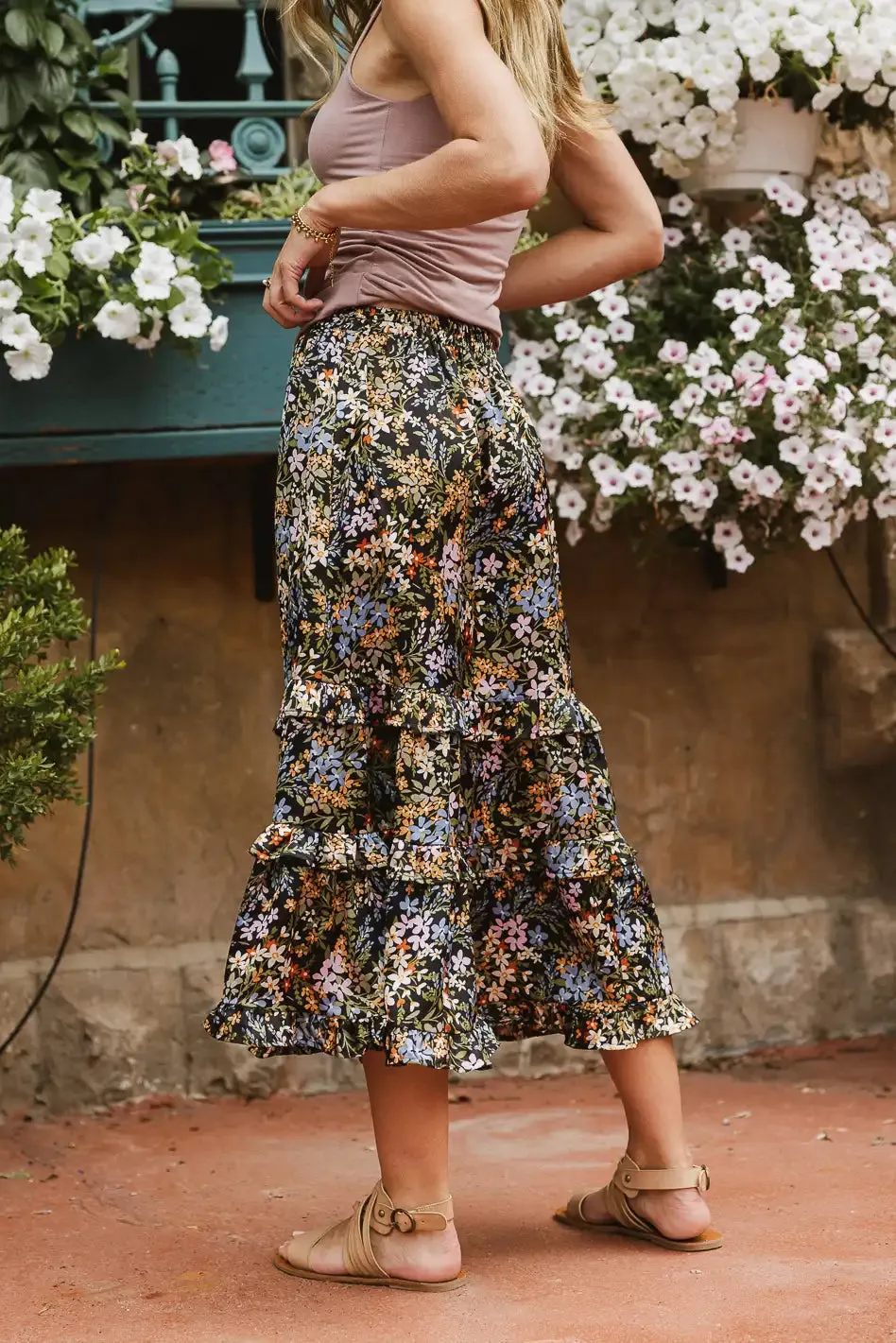 Dimitria Floral Midi Skirt in Black - FINAL SALE sold by bohme product image thumbnail 2