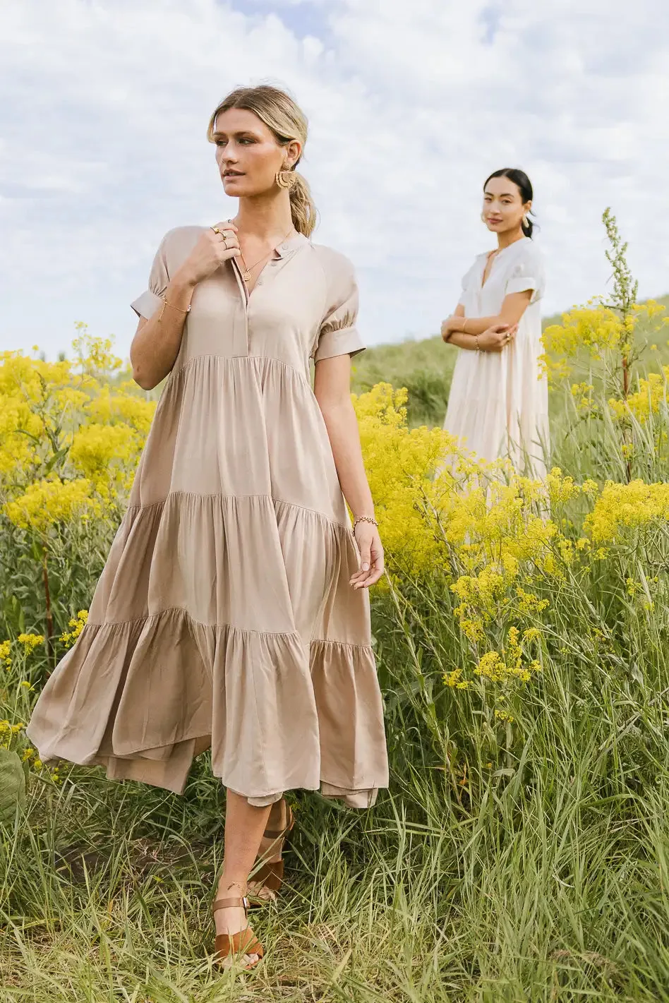Amanda Tiered Dress in Tan sold by bohme product image thumbnail 3