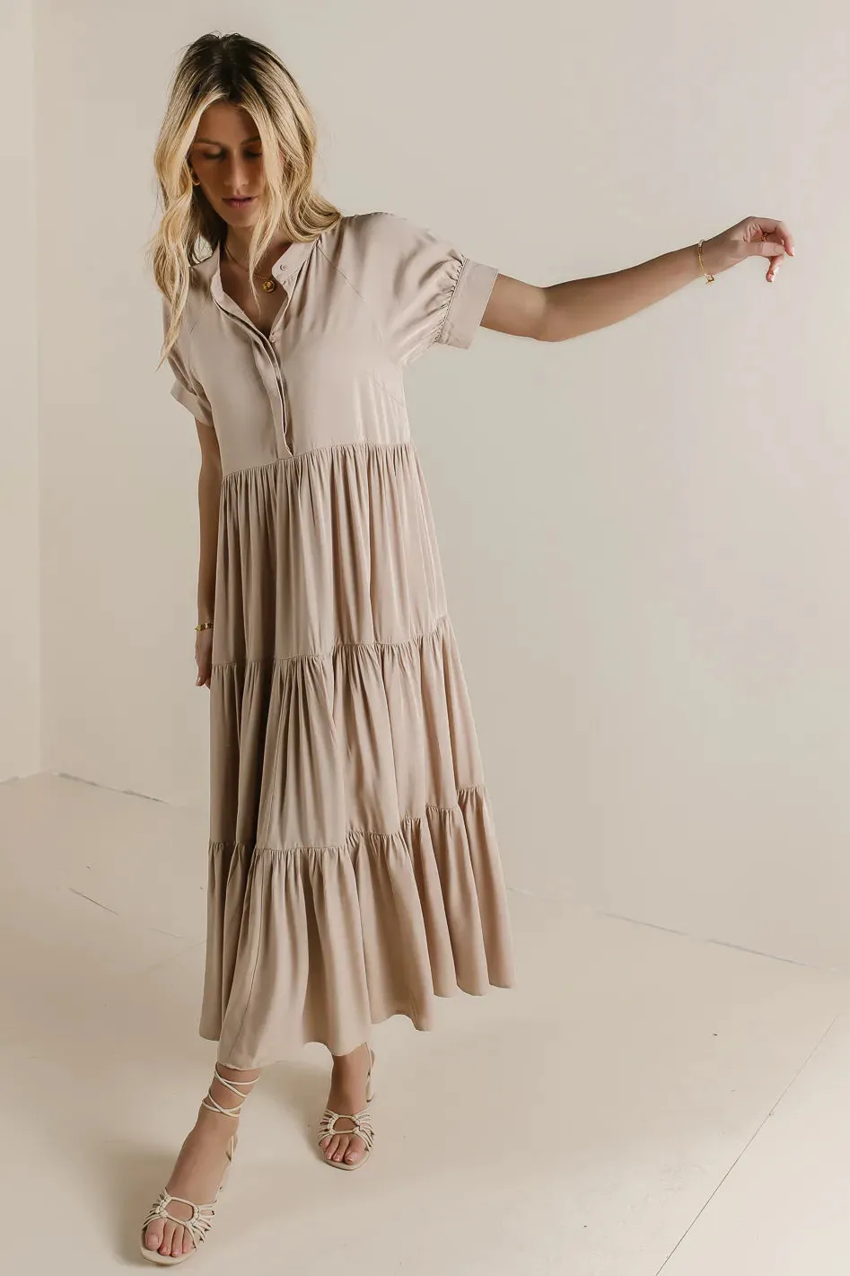 Amanda Tiered Dress in Tan sold by bohme product image thumbnail 5