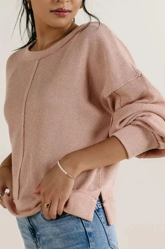 Mia Waffle Knit Top in Blush - FINAL SALE sold by bohme