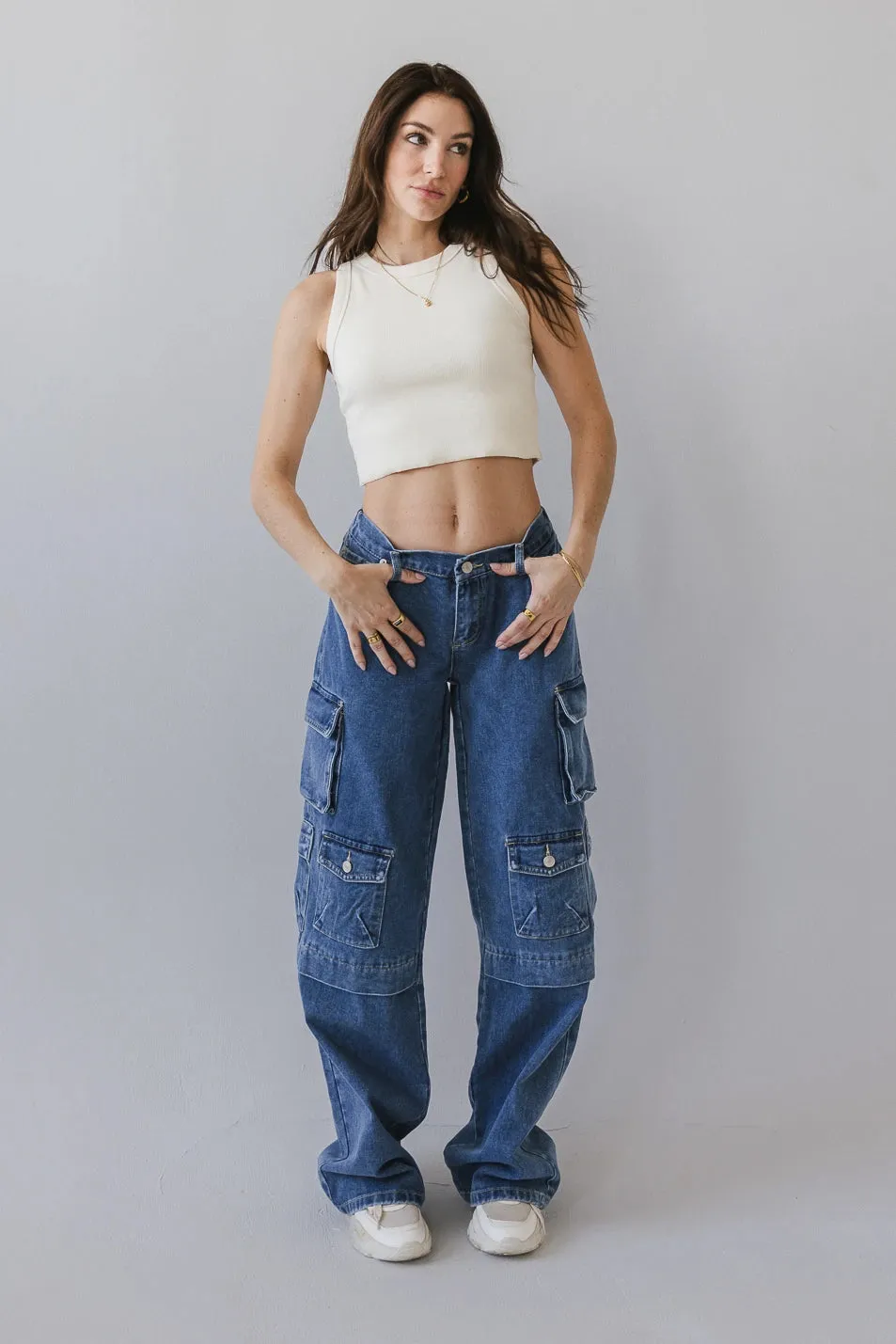 Phoebe Cargo Jeans in Medium Wash - FINAL SALE sold by bohme product image thumbnail 4