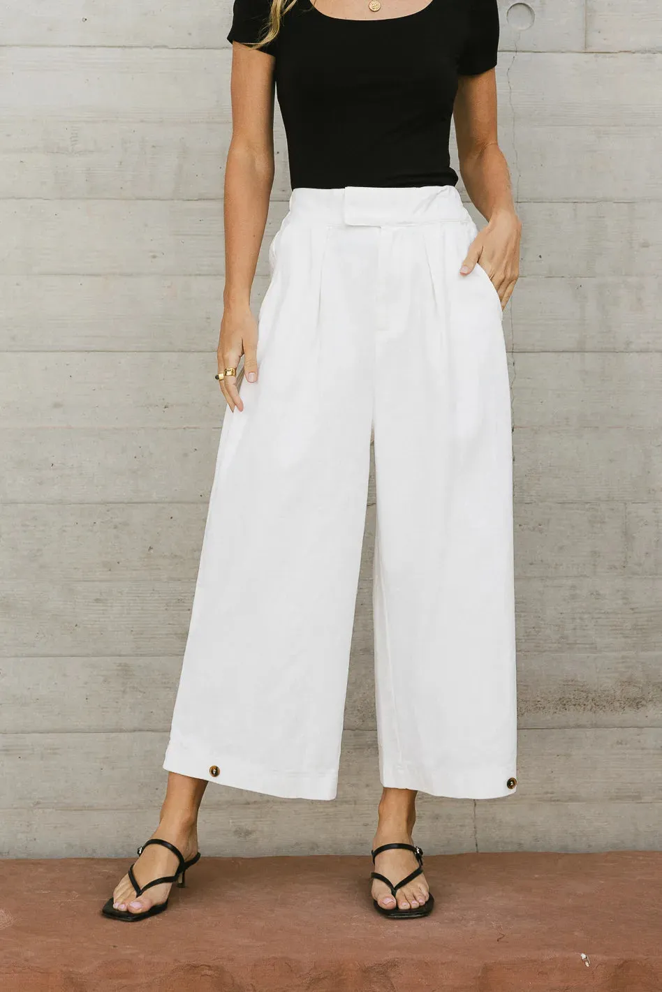 Elke Button Slacks in White - FINAL SALE sold by bohme product image thumbnail 2