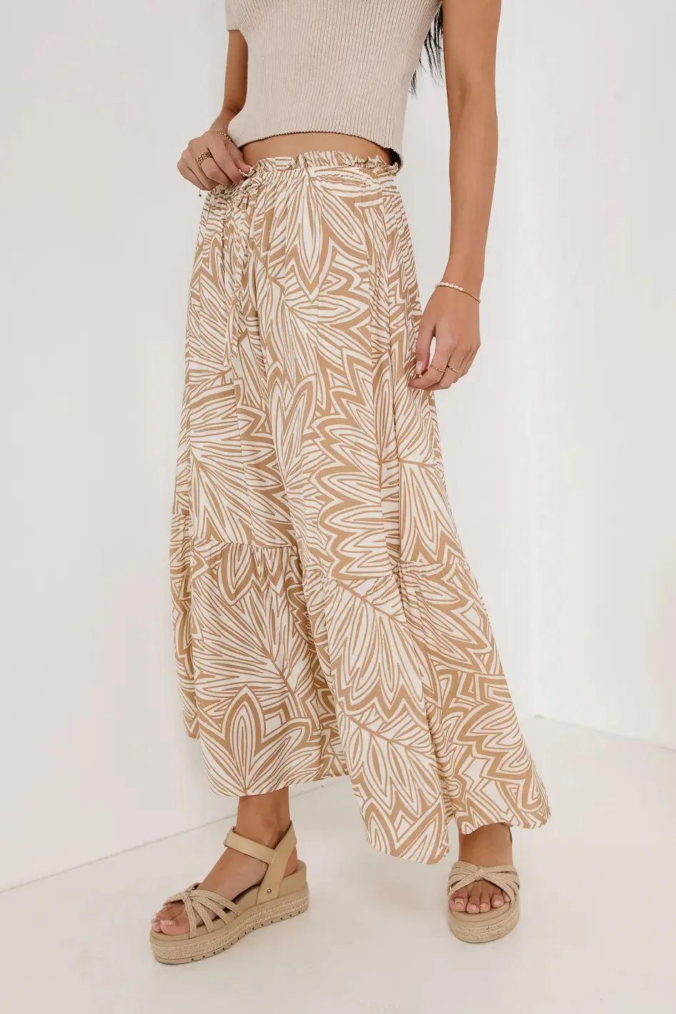 Kai Printed Skirt in Khaki sold by bohme