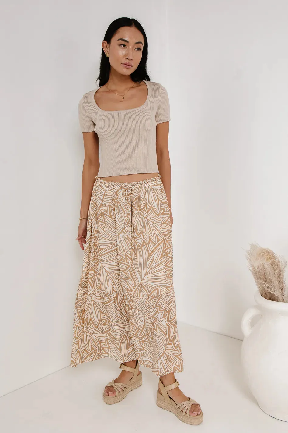 Kai Printed Skirt in Khaki sold by bohme product image thumbnail 3