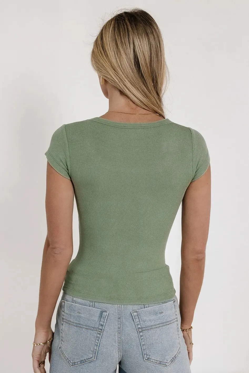 Freya Ribbed Top in Sage - FINAL SALE sold by bohme product image thumbnail 2