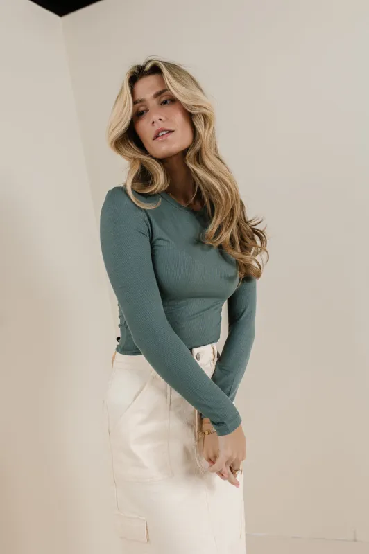 Journee Ribbed Top in Teal - FINAL SALE sold by bohme