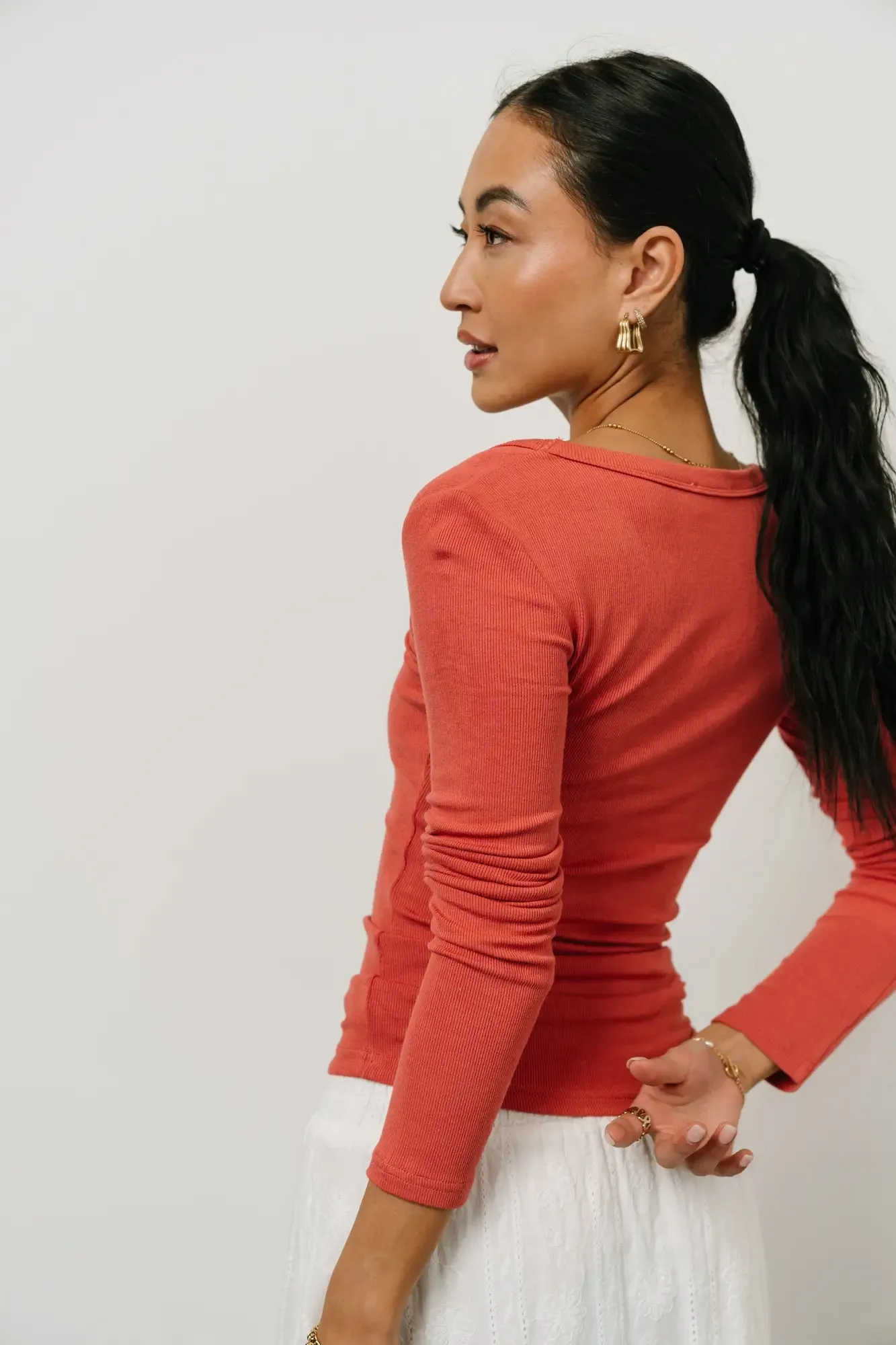 Harmony Ribbed Top in Brick sold by bohme product image thumbnail 2