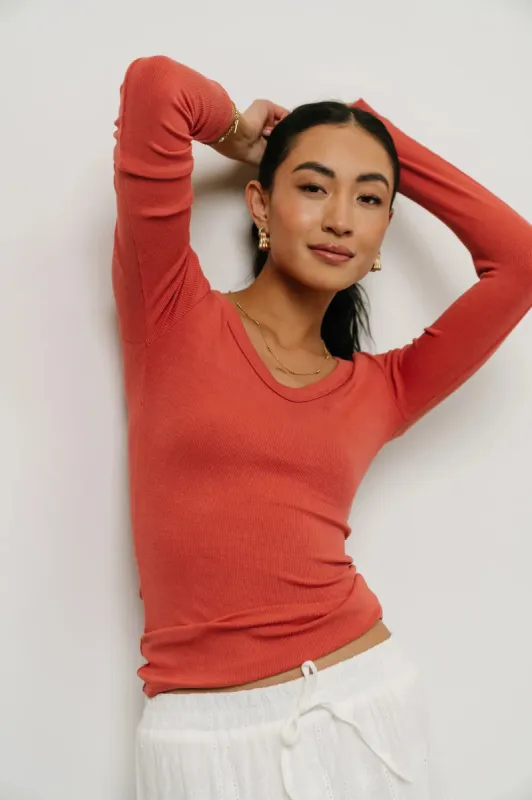 Harmony Ribbed Top in Brick sold by bohme