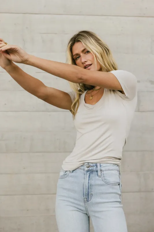 Scoop Neck Tee in Grey - FINAL SALE sold by bohme