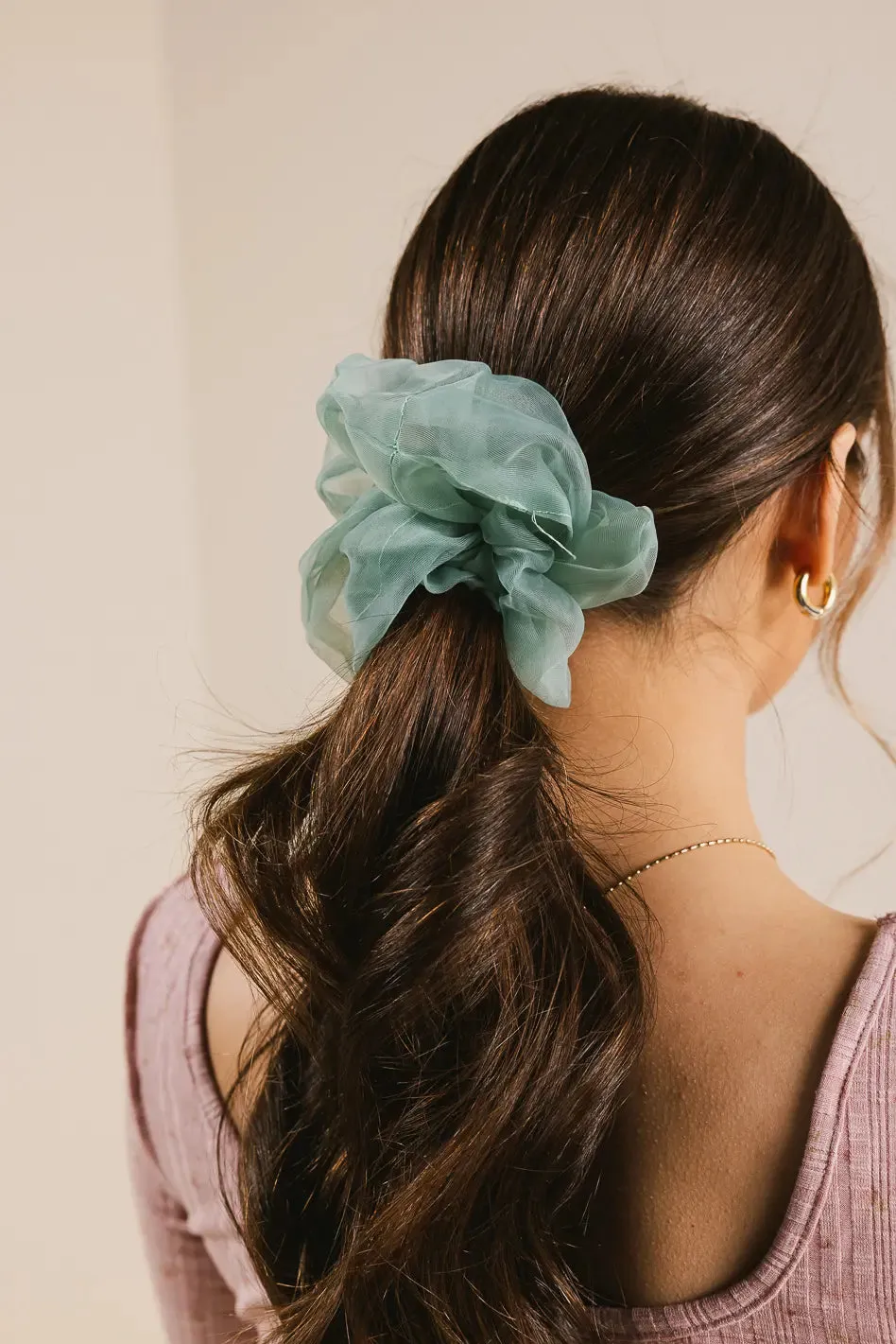Organza Oversized Scrunchie in Green - FINAL SALE sold by bohme product image thumbnail 2