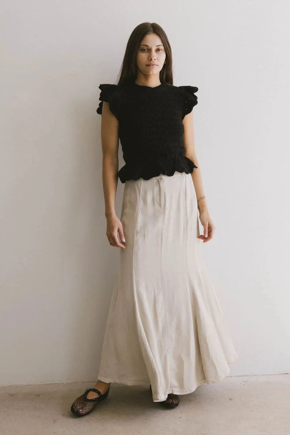 Shelly Ruffled Sweater Top in Black - FINAL SALE sold by bohme product image thumbnail 3