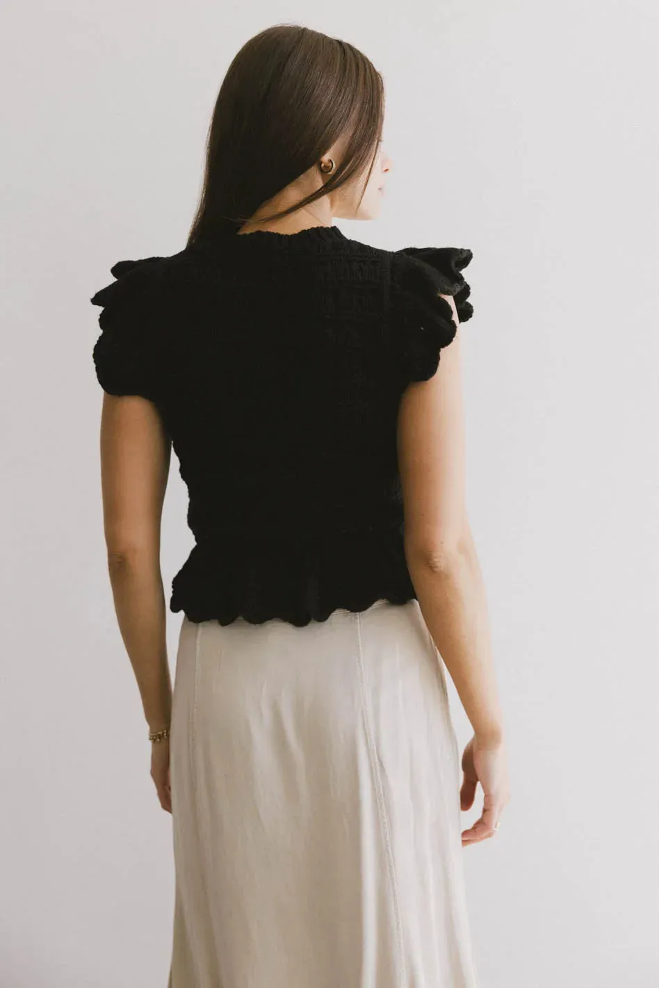 Shelly Ruffled Sweater Top in Black - FINAL SALE sold by bohme product image thumbnail 5