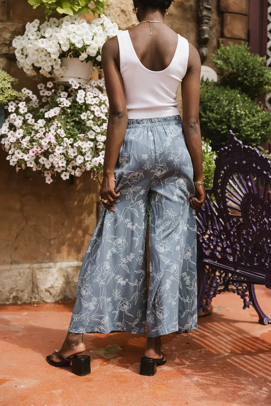 Tallulah Floral Pants in Blue - FINAL SALE sold by bohme product image thumbnail 4