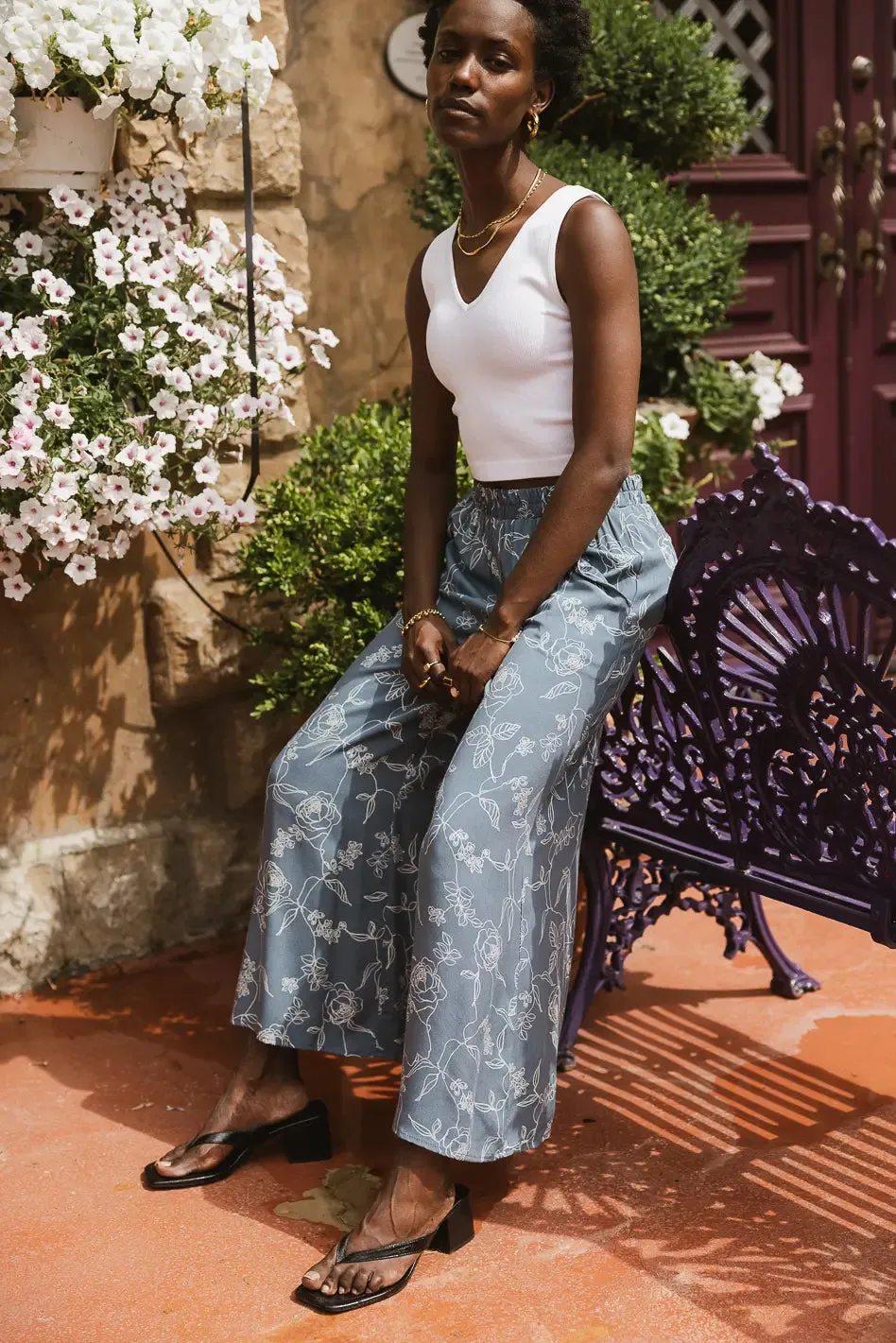 Tallulah Floral Pants in Blue - FINAL SALE sold by bohme