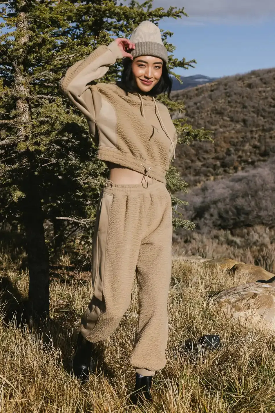 Callie Sherpa Joggers in Camel - FINAL SALE sold by bohme