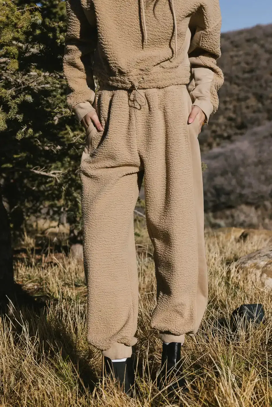 Callie Sherpa Joggers in Camel - FINAL SALE sold by bohme product image thumbnail 2