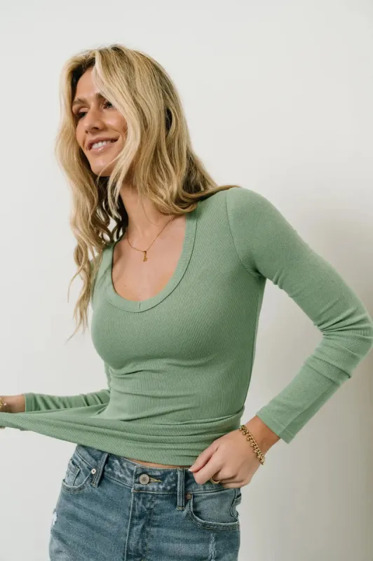 Harmony Ribbed Top in Jade - FINAL SALE sold by bohme