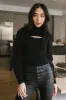 Cut Out Turtleneck Sweater in Black - FINAL SALE sold by bohme