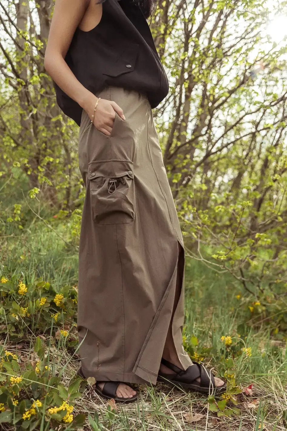 Ellie Cargo Skirt in Olive - FINAL SALE sold by bohme product image thumbnail 2