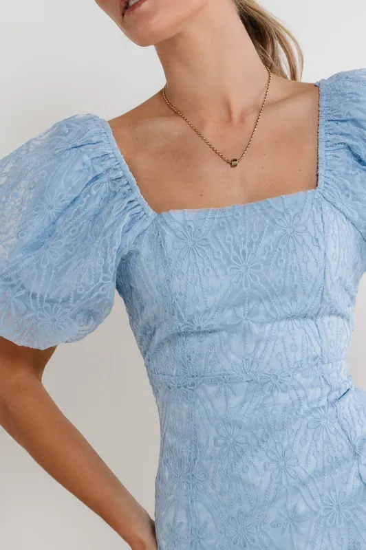 Maye Lace Mini Dress in Blue - FINAL SALE sold by bohme