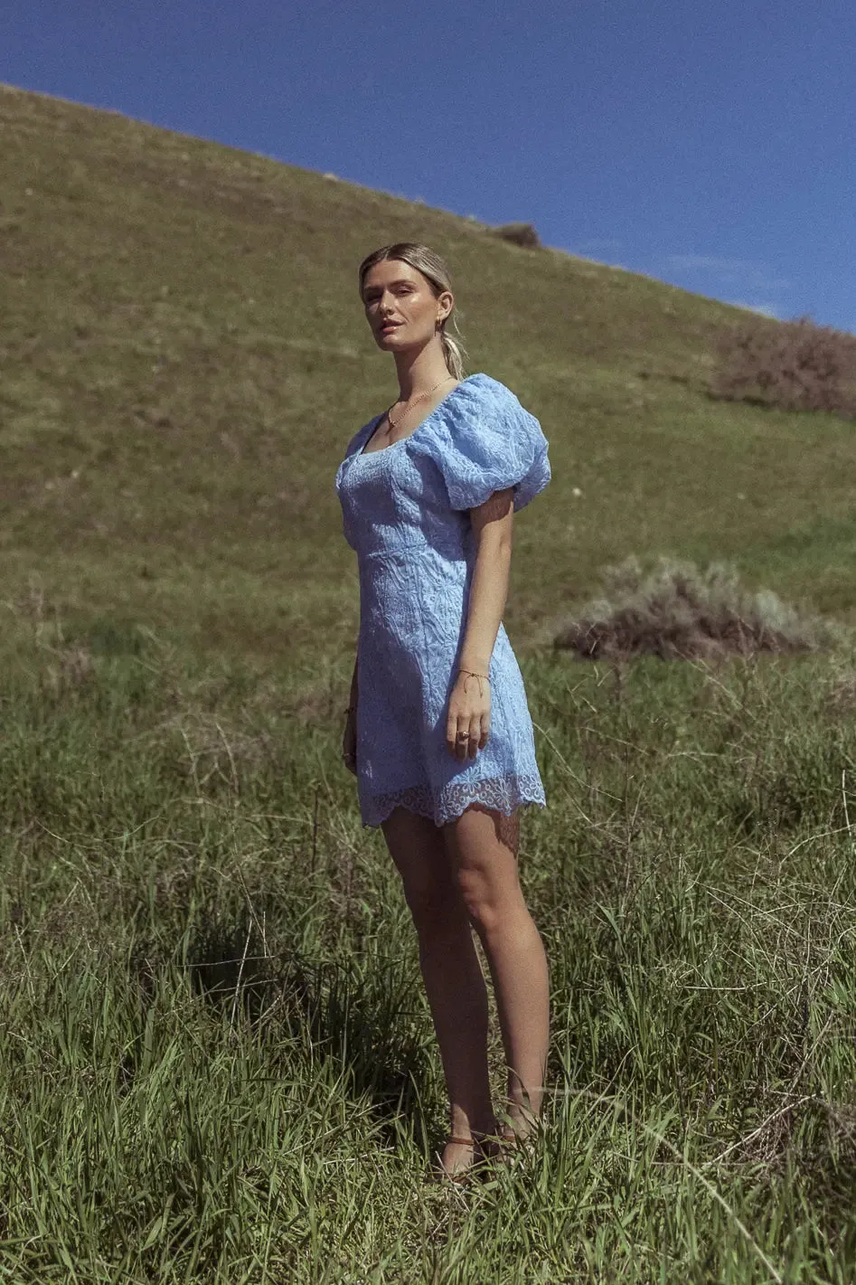 Maye Lace Mini Dress in Blue - FINAL SALE sold by bohme product image thumbnail 4